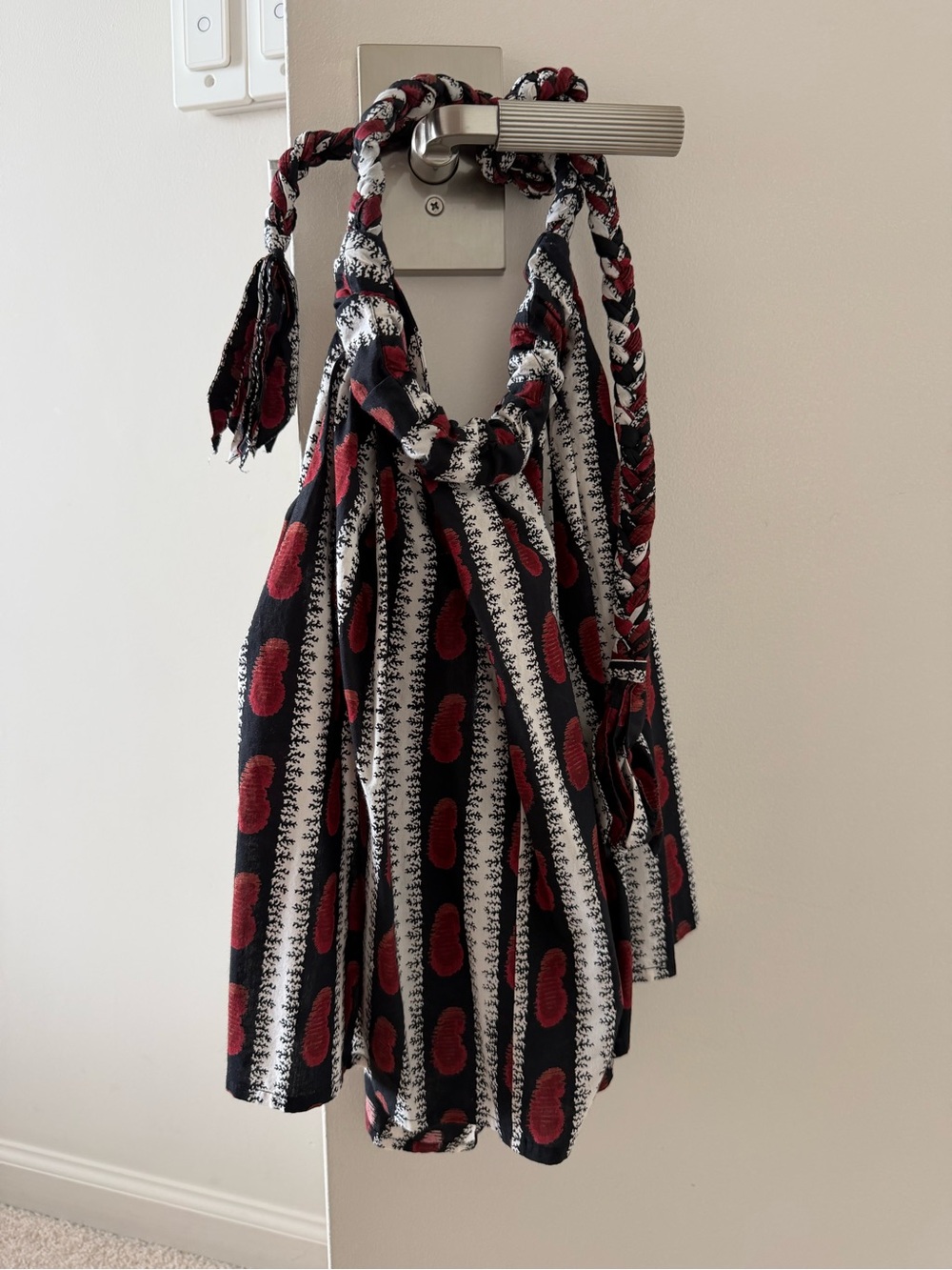 Black, White & Red Patterned Halter top